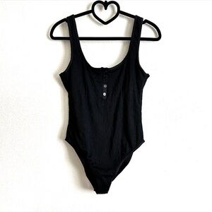 L*Space Black Ribbed Float On One Piece Swimsuit Size Various